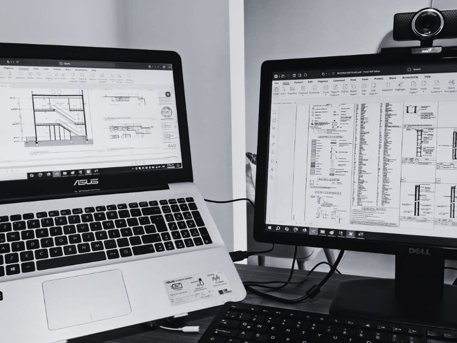 Coordinating shop drawings across two screens